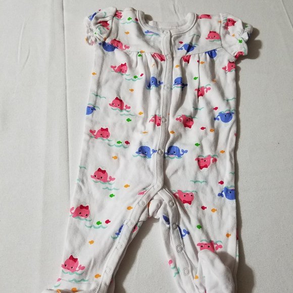 Gymboree Outlet Bubbly Whale 0-3 month Used Footed one piece - Picture 1 of 3